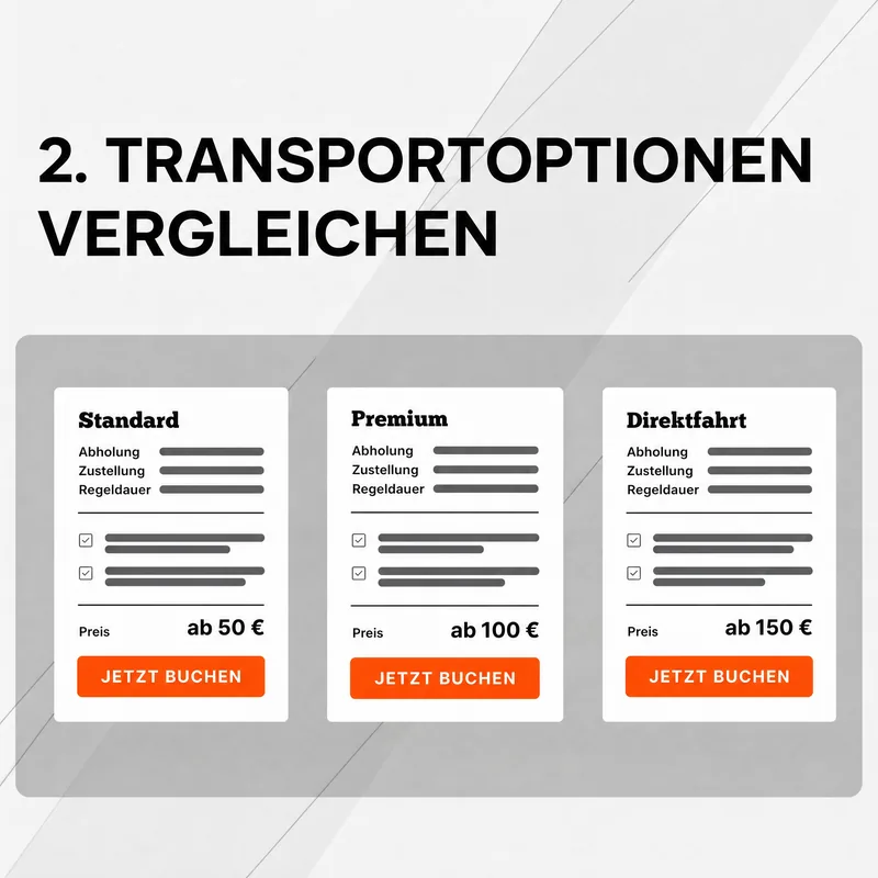 Step 2: Compare transport options – Standard, Premium or Direct Route